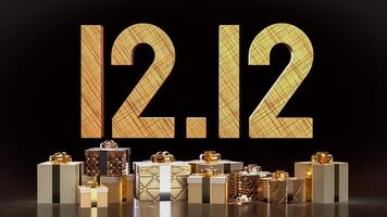 The 12 number and gift box promotion or discount concept 3d rendering. photo