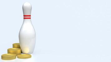 The pin bowling and coins for Business concept 3d rendering. photo