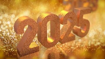 The Gold 2025 number for new year or celebration concept 3d rendering. photo