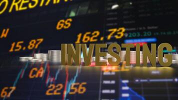 The investing text and coins for Business concept 3d rendering. photo