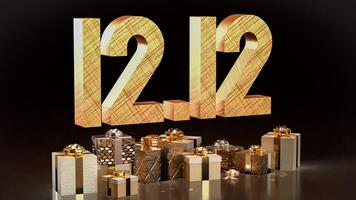 The 12 number and gift box promotion or discount concept 3d rendering. photo