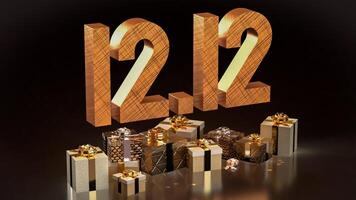 The 12 number and gift box promotion or discount concept 3d rendering. photo
