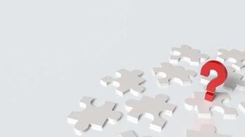 The red question mark and white jigsaw for Business concept 3d rendering. photo