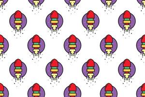 Colorful rocket seamless pattern background template vector