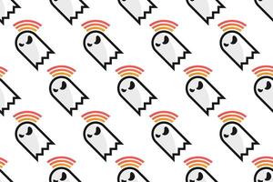 White ghost seamless pattern background template vector