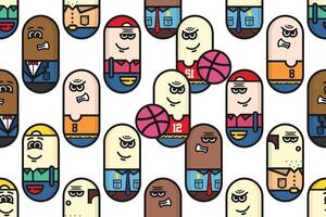Seamless pattern background template with unique people character vector