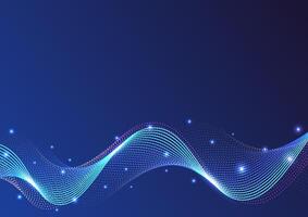 Abstract futuristic wave technology on dark blue background. Design for futuristic, fiber optic, wave, telecoms, digital, online, network, communication, connection. vector