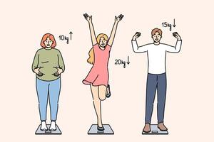 Efforts to lose weight have yielded positive or negative results for people on scale vector