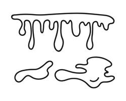 Hand drawn linear drip and drop silhouette with blot liquid on down vector