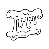 Hand drawn linear melting liquid silhouette with blot liquid on down vector