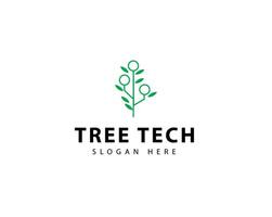 template of technology tree logo, leaf, circuit, tech, electric current vector