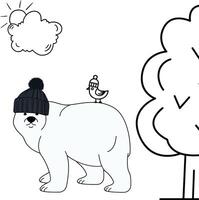 polar bear coloring page vector