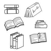 Set of textbooks, dictionaries, literature. Stack of books, closed and open. Flat modern illustration isolated on white background vector