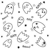 Horror set with ghost monochrome ghost. The ghost shadow is funny. ghost leaf for halloween character design. vector