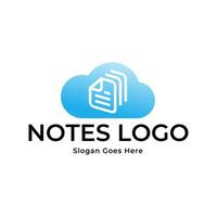 Notes logo design with cloud and blue vector