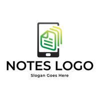 Notes logo design with a phone and a note vector