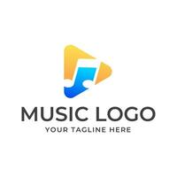 Music logo template with a colorful triangle vector