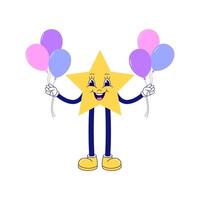 Star with balloons on white background. vector