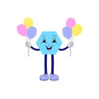 Simple style cartoon polygon with a bunch of balloons on white background. vector