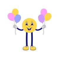 Simple style cartoon circle with a bunch of balloons on white background. vector