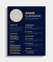 Simplistic Resume Design template vector
