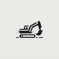 A black and white image of an excavator vector