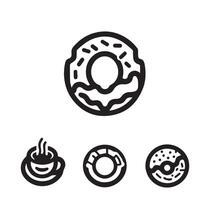 A set of four icons that include donuts, coffee and a cup vector