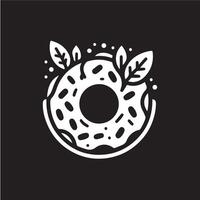 A donut with leaves on it in a black background vector