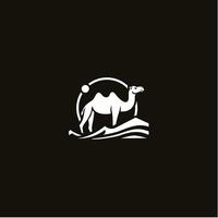 A camel is standing on a hill in the desert vector