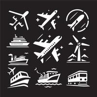 A set of icons depicting transportation and transportation vector