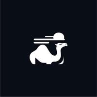 A camel is standing in front of a desert background vector