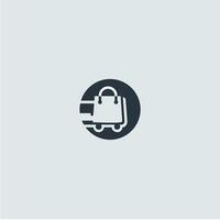 A black and white image of a bag with a handle vector