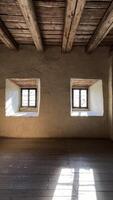 Old windows in the castle, view from the inside Poland photo