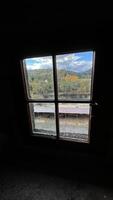 Old windows in the castle, view from the inside Poland photo