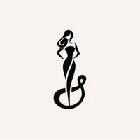 A woman in a dress is standing on a snake vector