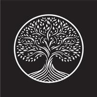 A white tree logo on a black background vector