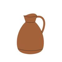 Clay pitcher. Jug for different drinks. Flat illustration on white background. vector