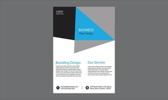 a modern business flyer design. Its got a sleek layout with a mix of black, teal, and gray. vector