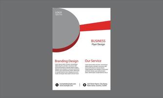 a business flyer design. It features a large circular graphic element in the upper left corner with a red stripe extending from it towards the right. vector