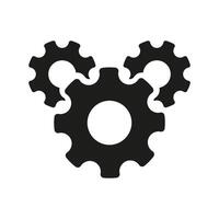 Gears Silhouette Icon for Settings and Configuration in Technical Support Services. Gear and Cog Icon for Maintenance, System Setup and Adjustment. Isolated Illustration vector