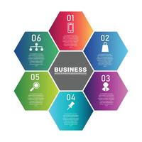 Hexagon with 6 step Business infographics elements and icon design template with 6 options, vector