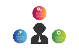Business infographics main icon with 3 step relevent elements design template with 3 options, parts, steps or processes vector