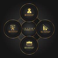 Luxury Business infographic design diagram with 4 options can be used for workflow layout, diagram, annual report. vector
