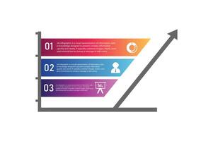 Growth Business infographics growth bar icon with 3 step relevent elements design template with 3 options, parts, steps or processes vector