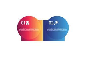 Simple tow step gradient color business with square and circle infographics with elements design template vector