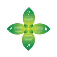 Business infographics Flower with elements and icon design template with 4 options, parts, steps or processes vector