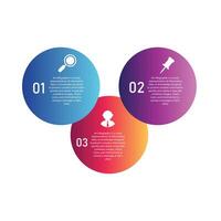 Bubble three step gradient color business with circle infographics with elements design template vector
