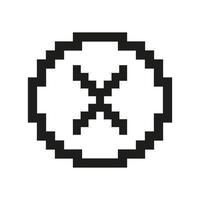 Pixel Art Cross In Circle Icon. Pixelated Cross Inside Circle, Symbol Of Cancellation Or Rejection. Isolated Illustration vector