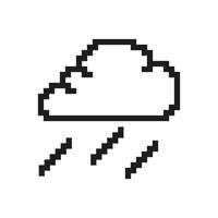 Rain Cloud Pixelated Icon. Pixel Art Symbol of Rainy Weather. Precipitation and Wet Weather Icon. Isolated Illustration vector