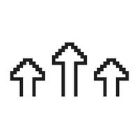 Pixel Art Three Up Arrows Icon. Set Of Three Pixelated Upward Pointing Arrows. Isolated Illustration vector